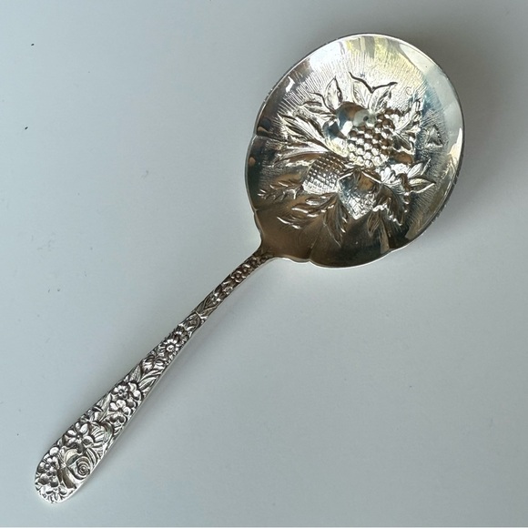 STERLING SILVER S. KIRK & SON
REPOUSSE BERRY SPOON - Picture 1 of 8